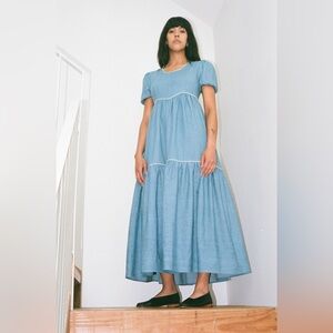 BATSHEVA empire dress in denim